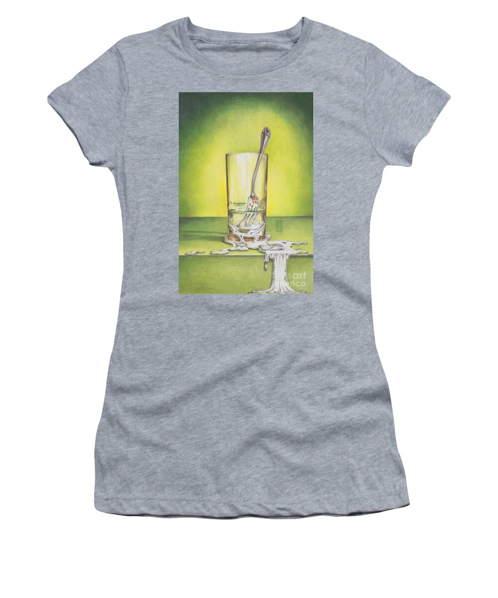 Bizarre Women's T-Shirt featuring the painting Glass with Melting Fork by Melissa A Benson