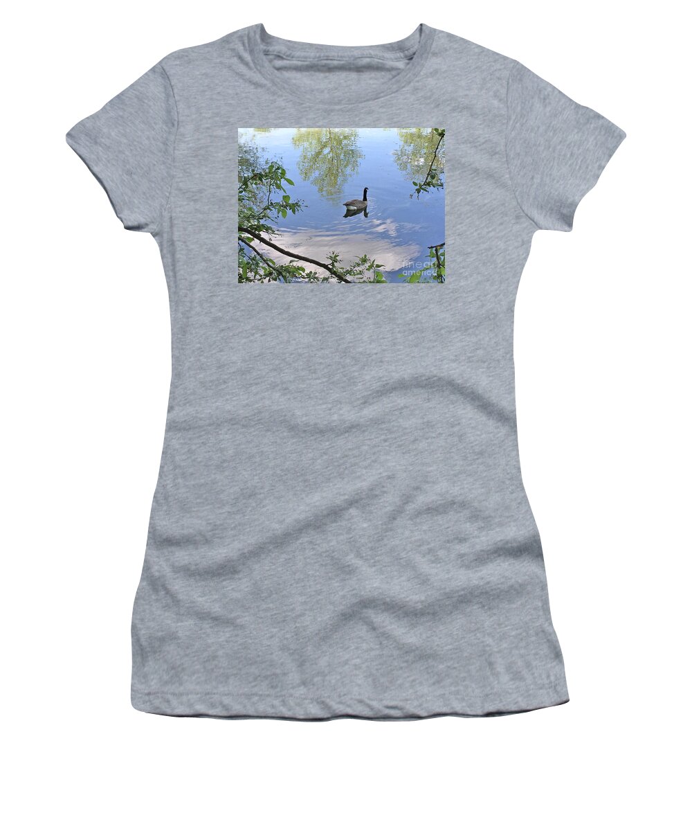 Nature Women's T-Shirt featuring the photograph Gliding Goose by Barbara Plattenburg