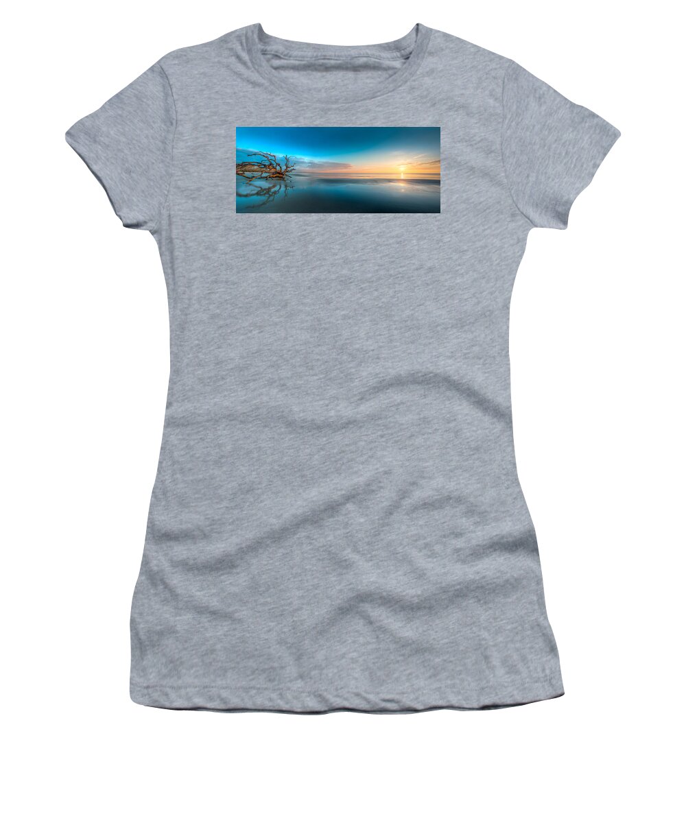 Panorama Women's T-Shirt featuring the photograph Glowing Dawn Panorama by Debra and Dave Vanderlaan