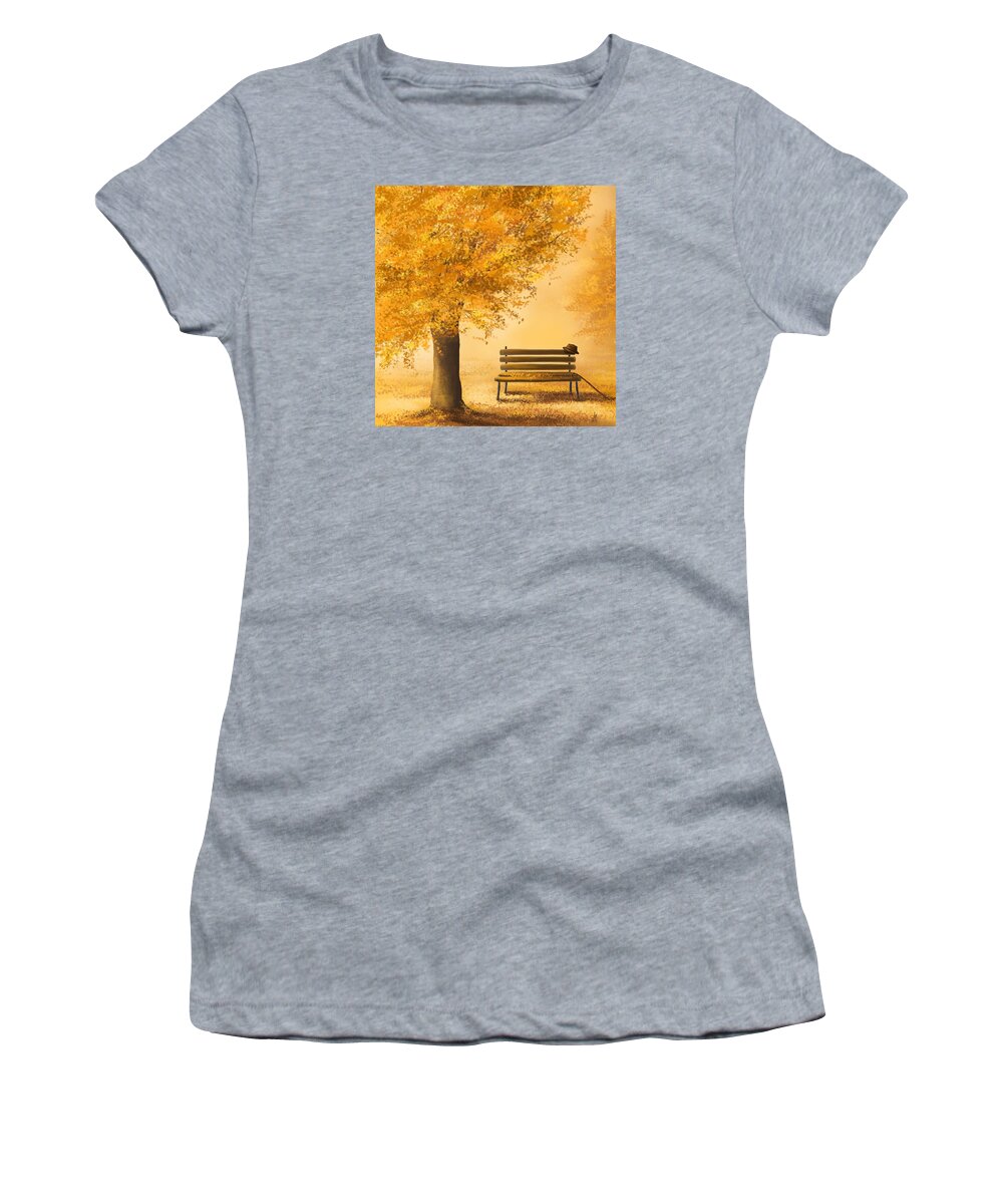 Gold Memories Women's T-Shirt featuring the painting Gold memories by Veronica Minozzi