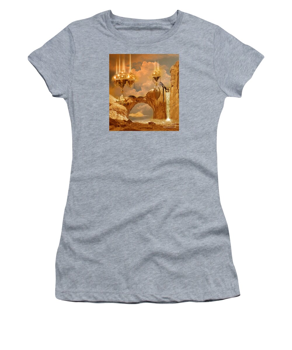 Digital Women's T-Shirt featuring the digital art Golden City by Alexa Szlavics