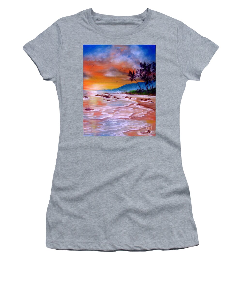 Tropical Women's T-Shirt featuring the painting Golden Dawn by Bella Apollonia