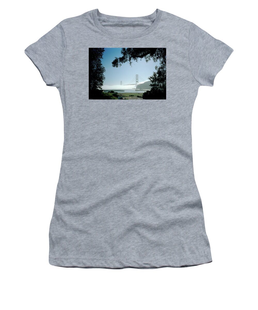 Fine Art Women's T-Shirt featuring the photograph Golden Gate Fog by Frank DiMarco