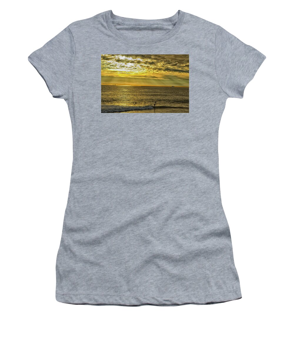Twilight Women's T-Shirt featuring the photograph Golden Hour at Seal Beach by Tom Kelly