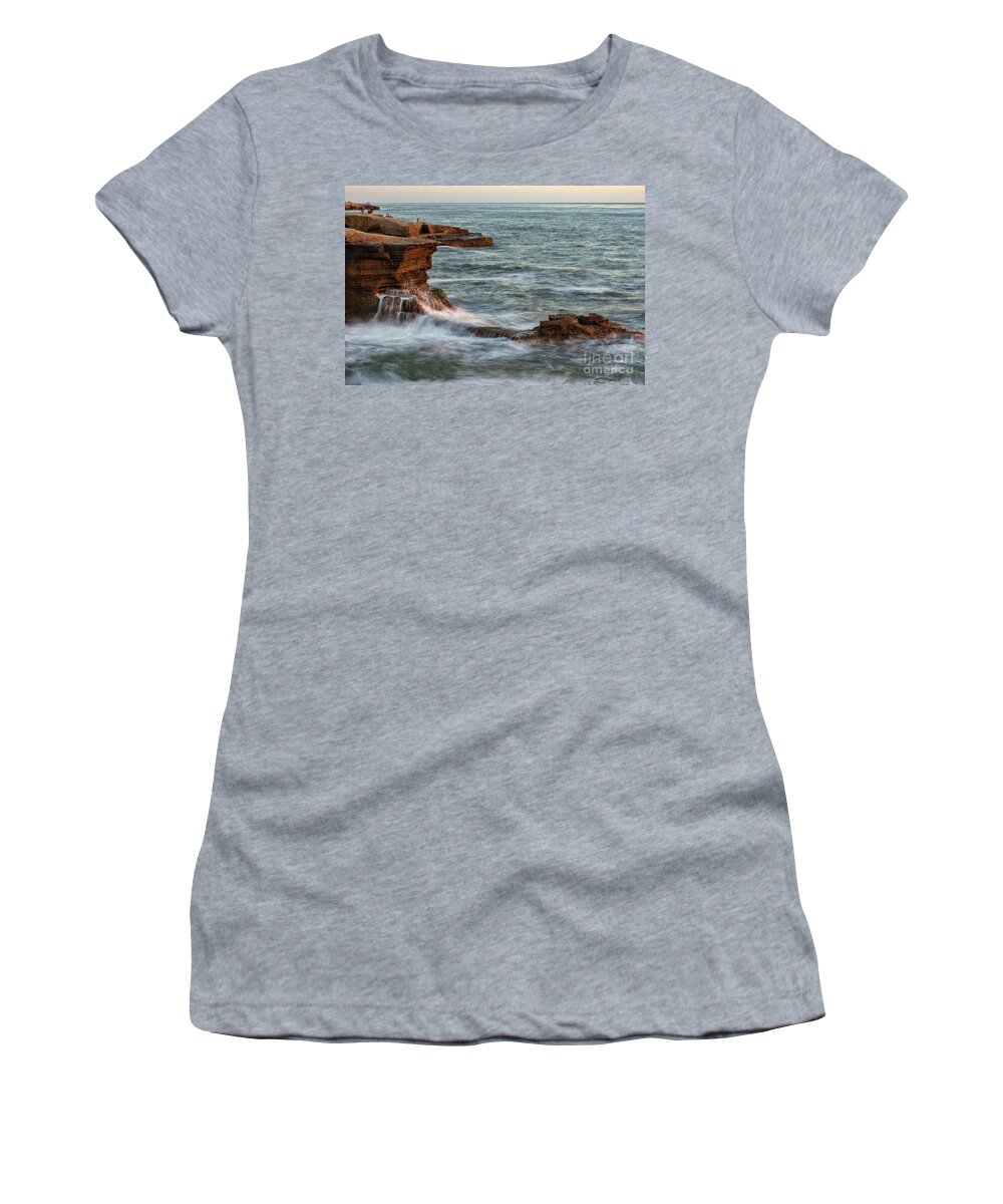 Golden Women's T-Shirt featuring the photograph Golden Hour at Sunset Cliffs by Eddie Yerkish