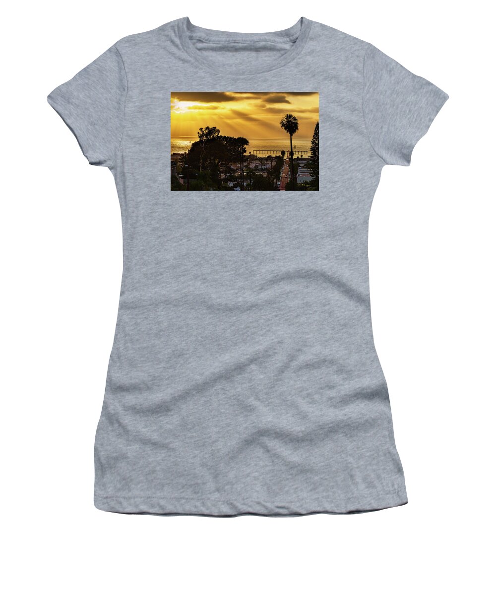 Ocean Beach Women's T-Shirt featuring the photograph Golden Moment by Dan McGeorge