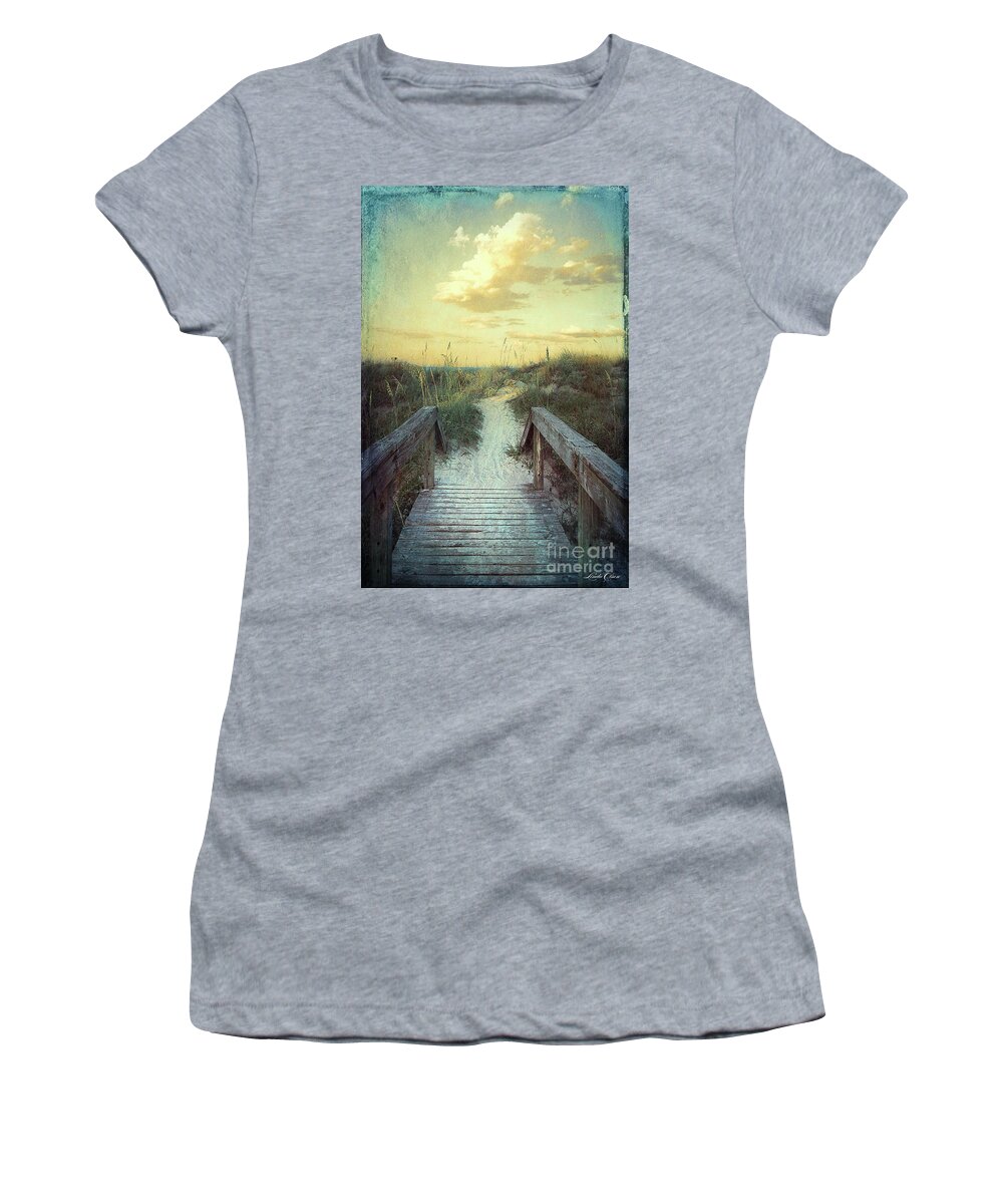 Beach Women's T-Shirt featuring the photograph Golden Pathway by Linda Olsen
