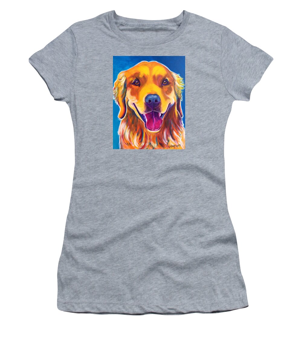 Golden Retriever Women's T-Shirt featuring the painting Golden - Rory by Dawg Painter