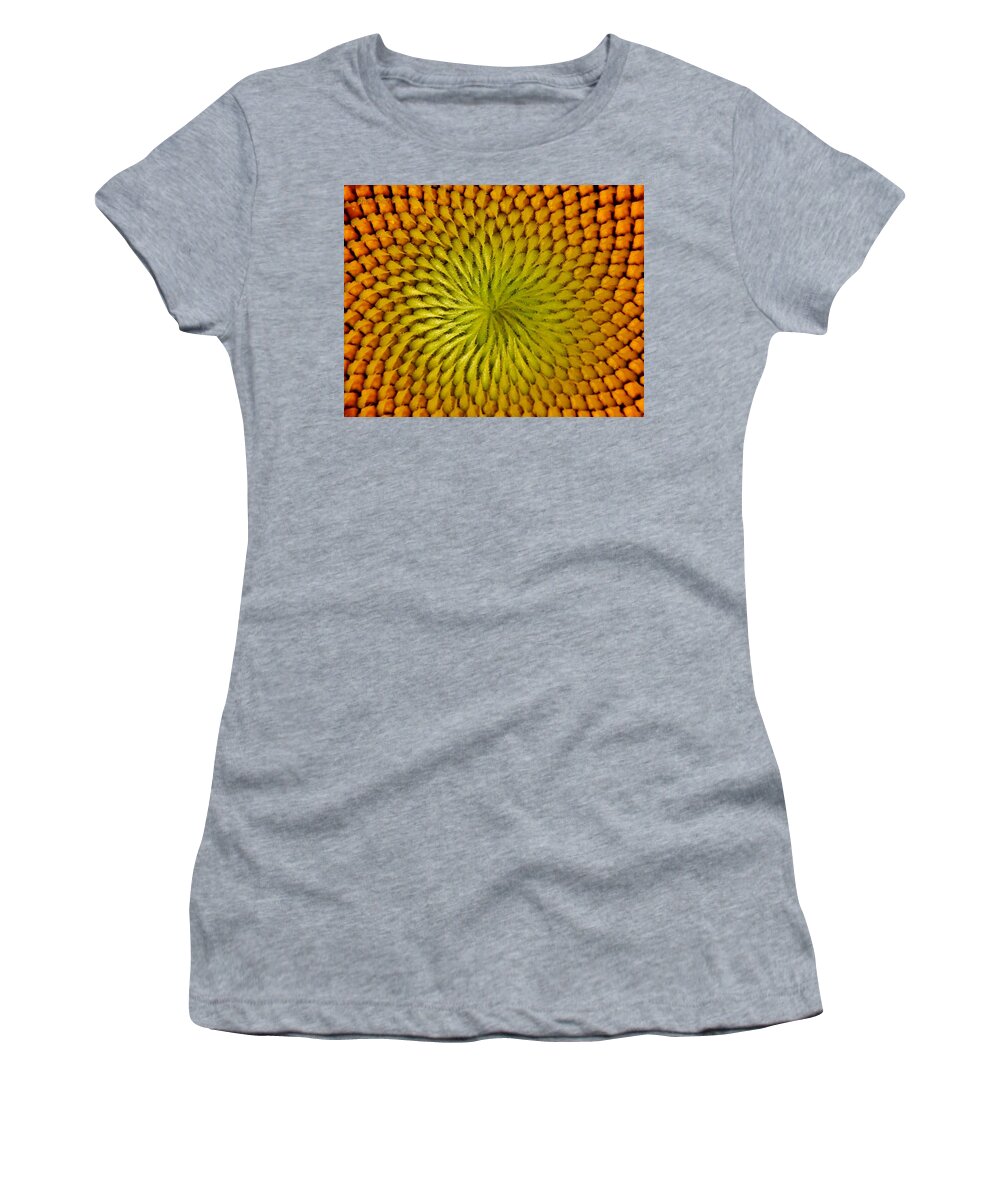 Grinter Women's T-Shirt featuring the photograph Golden Sunflower Eye by Chris Berry