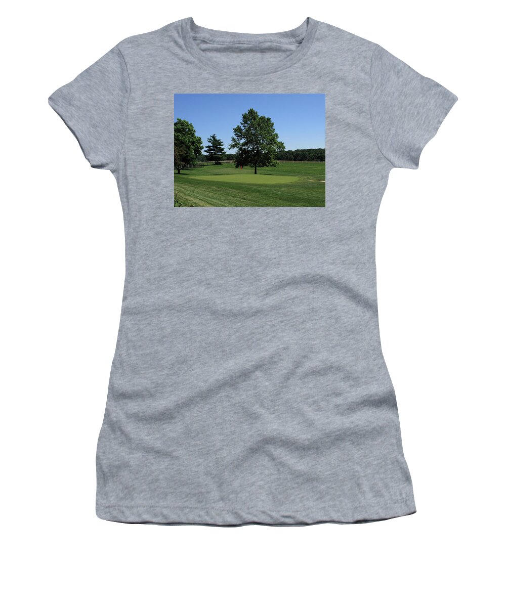 Birdie Women's T-Shirt featuring the photograph Golf Green by Frank Romeo