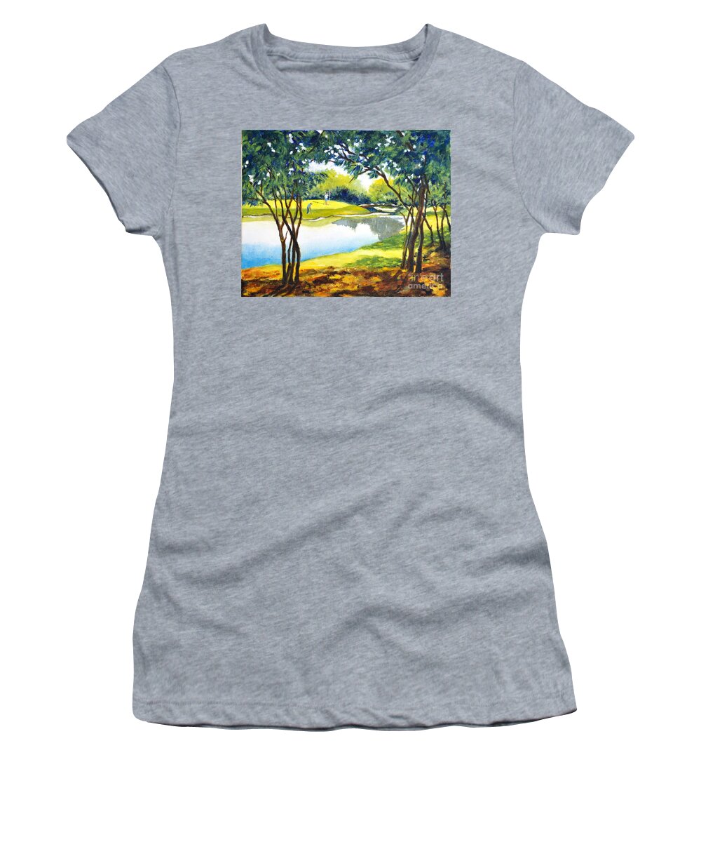 Golf Women's T-Shirt featuring the painting Golf haven by Betty M M Wong