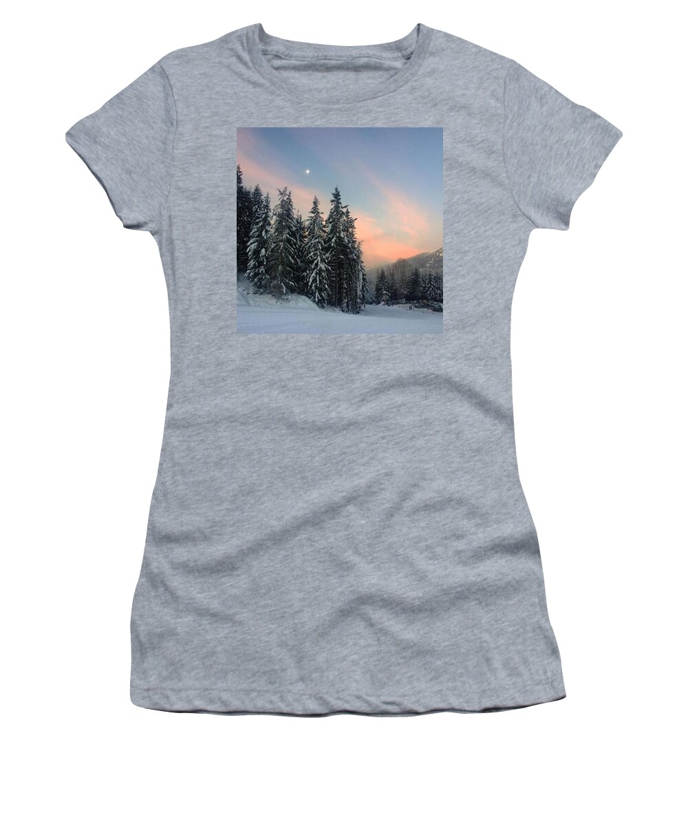 Bridge Women's T-Shirt featuring the photograph Goodmorning ☃. #sunrise #mountains by Outdoor Explorers
