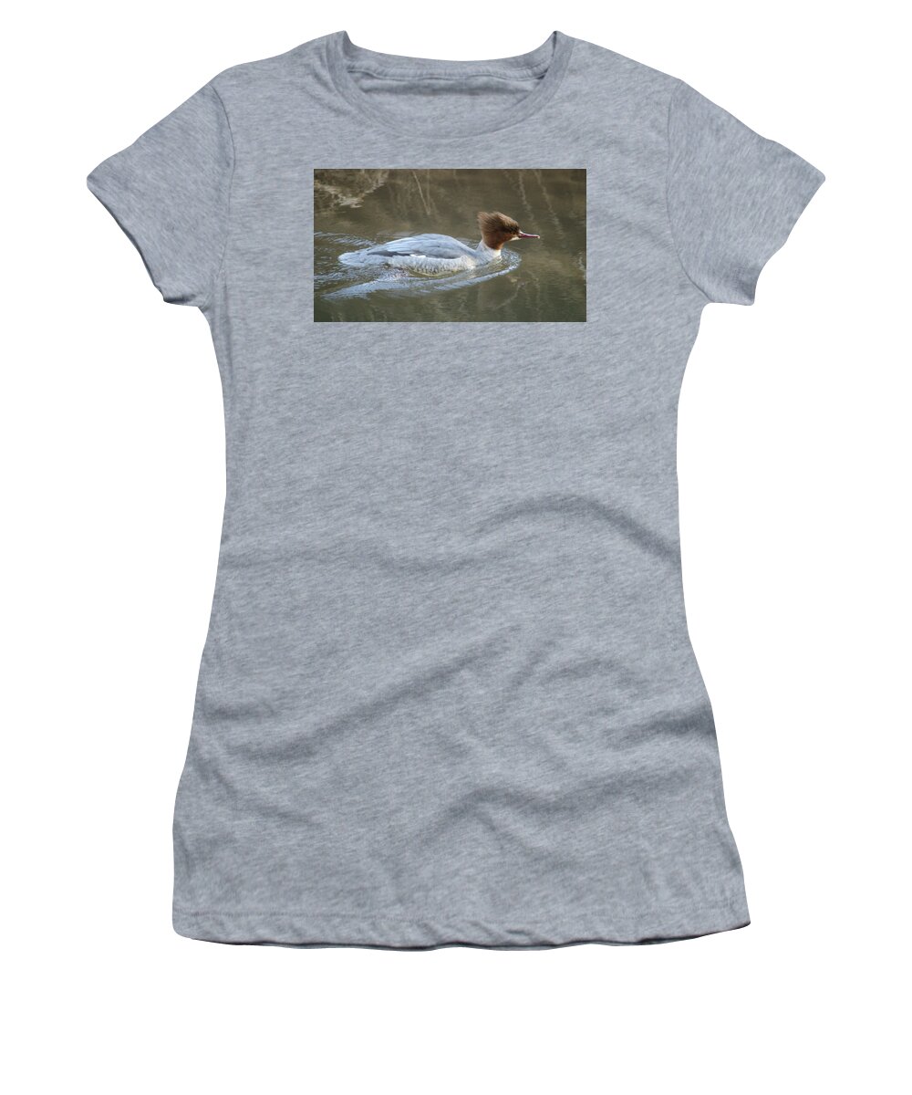 Bird Women's T-Shirt featuring the photograph Goosander Swimming by Adrian Wale