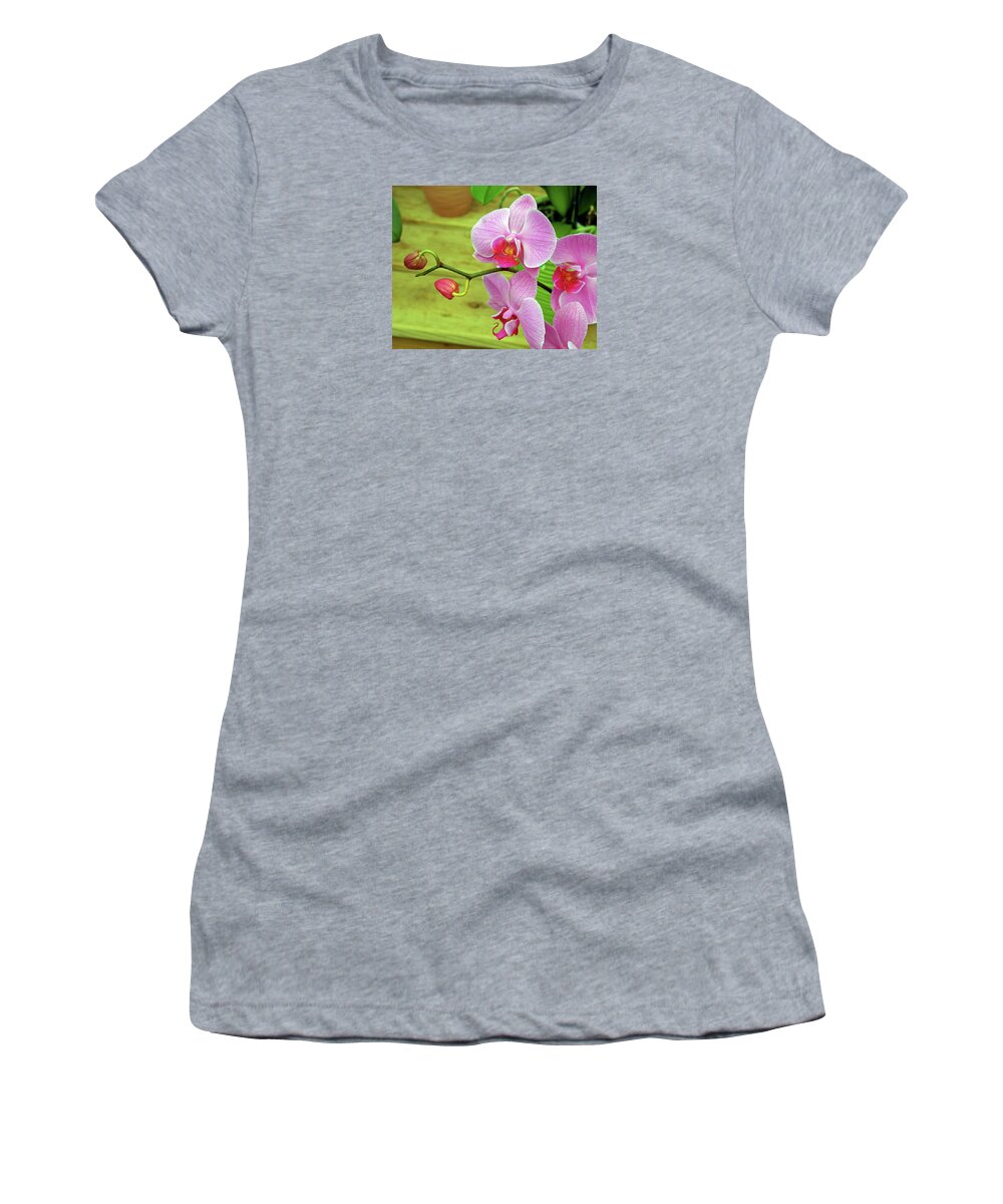 Orchid Women's T-Shirt featuring the photograph Grace in Space by Lynda Lehmann