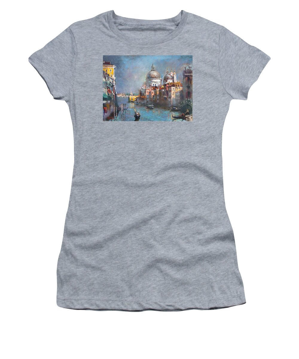 Venice Women's T-Shirt featuring the painting Grand Canal Venice 2 by Ylli Haruni