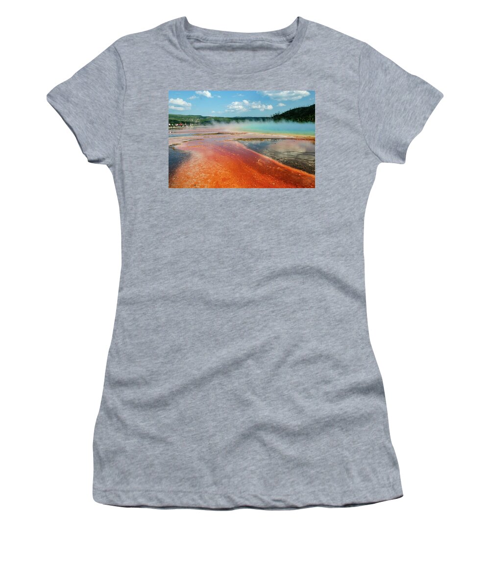 Yellowstone Women's T-Shirt featuring the photograph Grand Prismatic Spring, Yellowstone by Aashish Vaidya