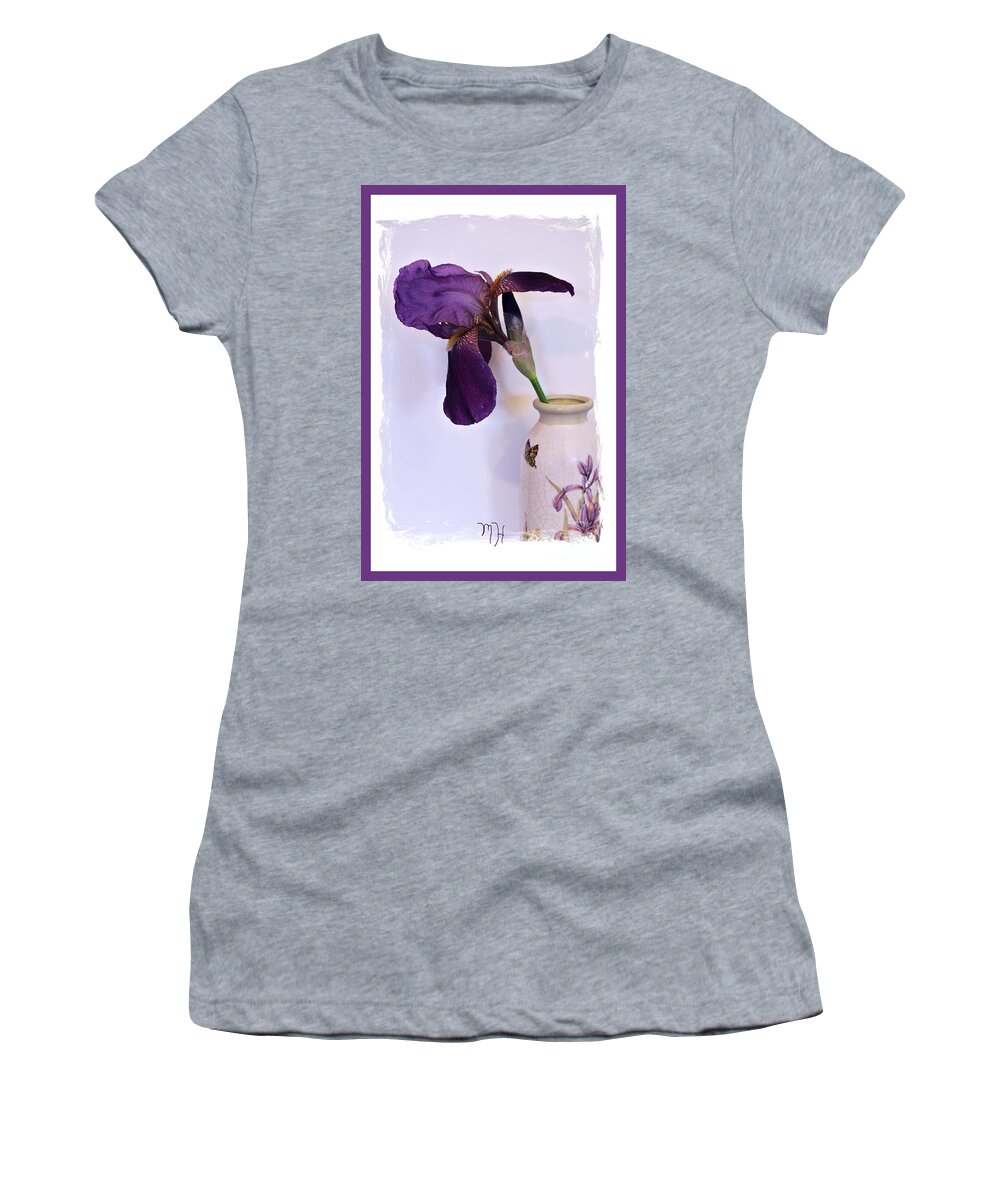Photo Women's T-Shirt featuring the photograph Grape Iris in a Vase by Marsha Heiken