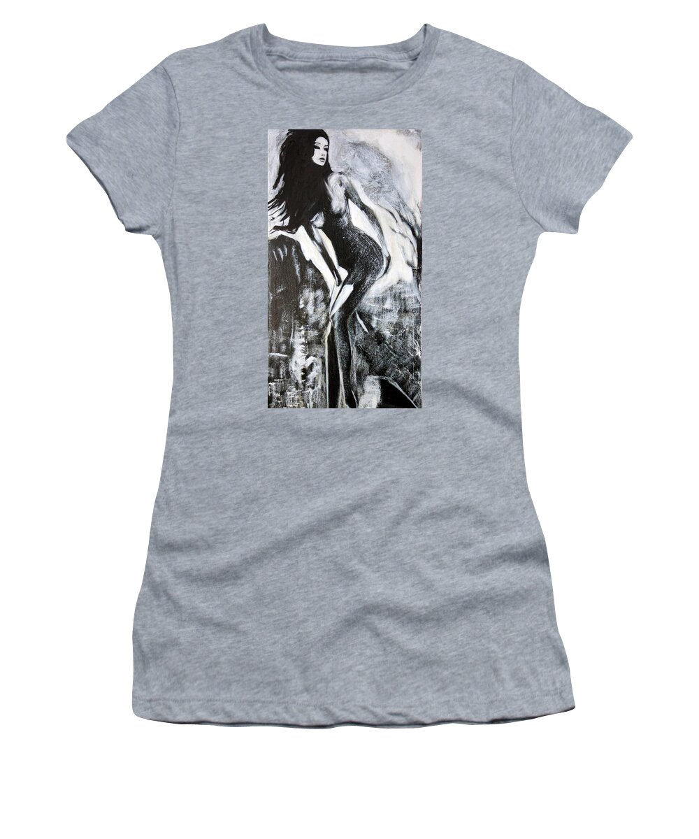 Beautiful Women's T-Shirt featuring the painting Gray Desert by Jarko Aka Lui Grande