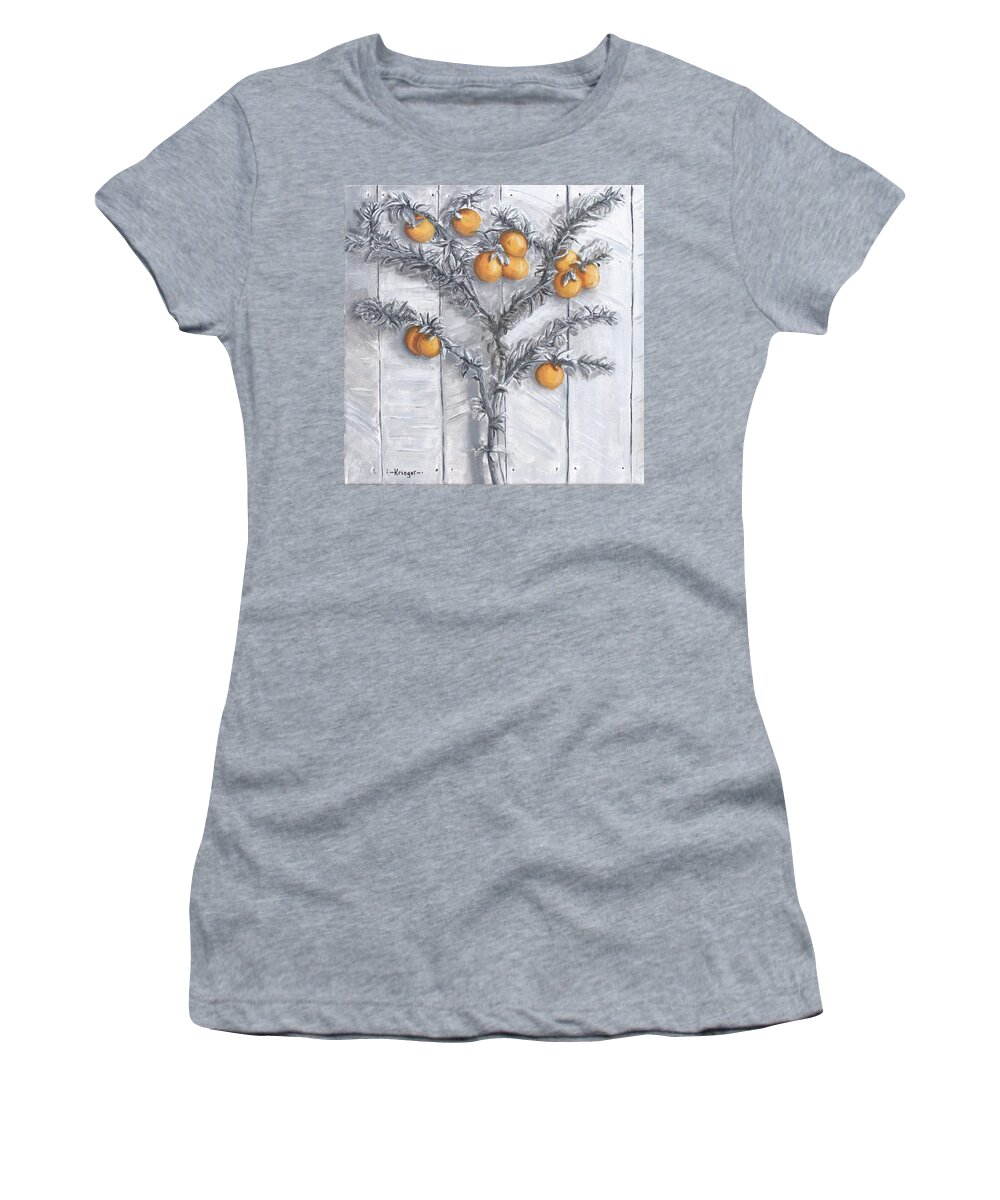 Oranges Women's T-Shirt featuring the painting Grayscale Oranges by Stephen Krieger