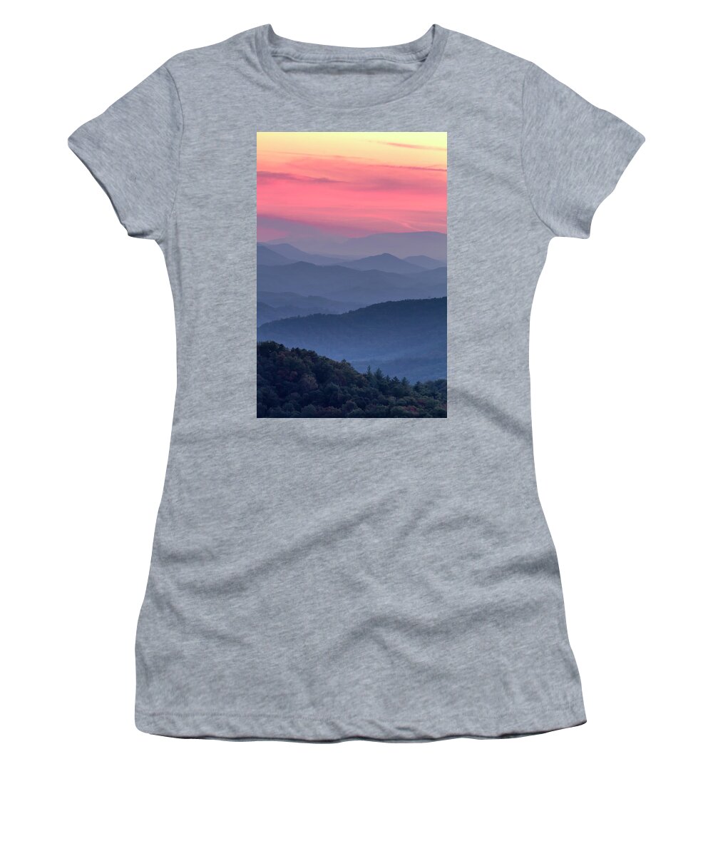 Foothills Parkway West Women's T-Shirt featuring the photograph Great Smoky Mountain Sunset by Teri Virbickis