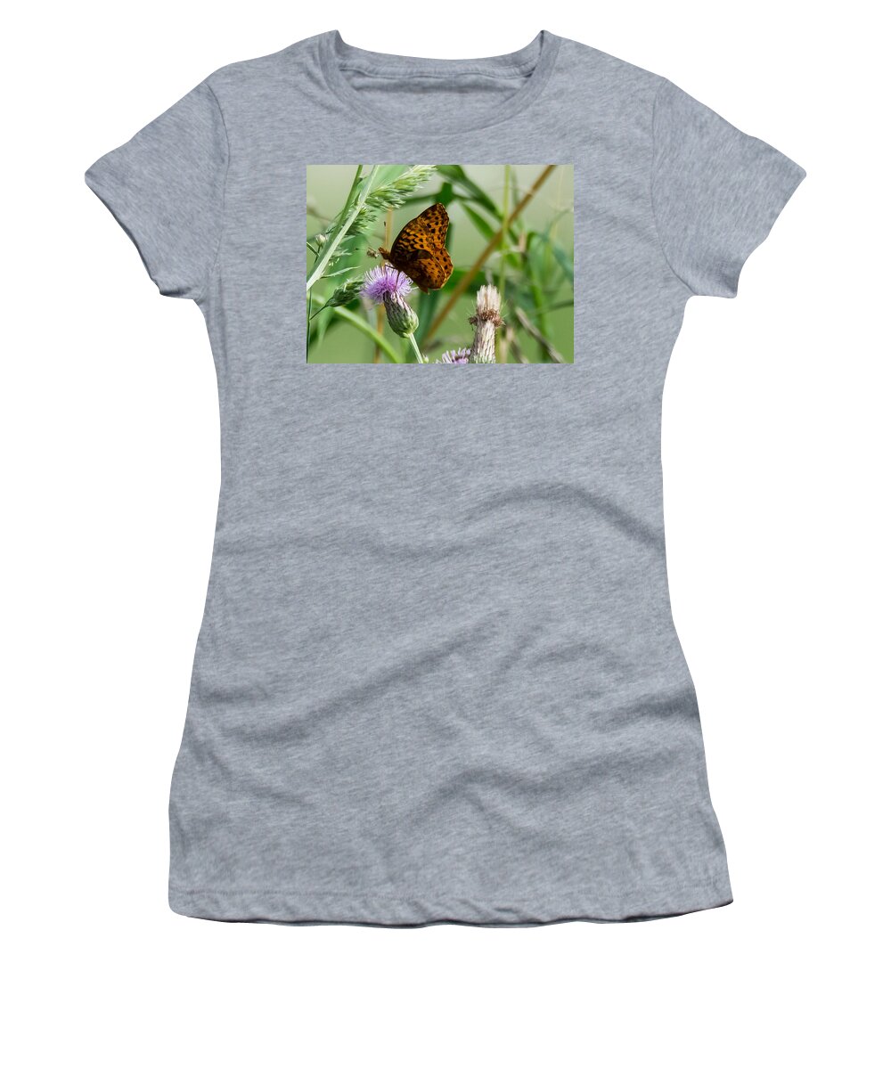 Great Spangled Fritillary Women's T-Shirt featuring the photograph Great Spangled Fritillary by Holden The Moment