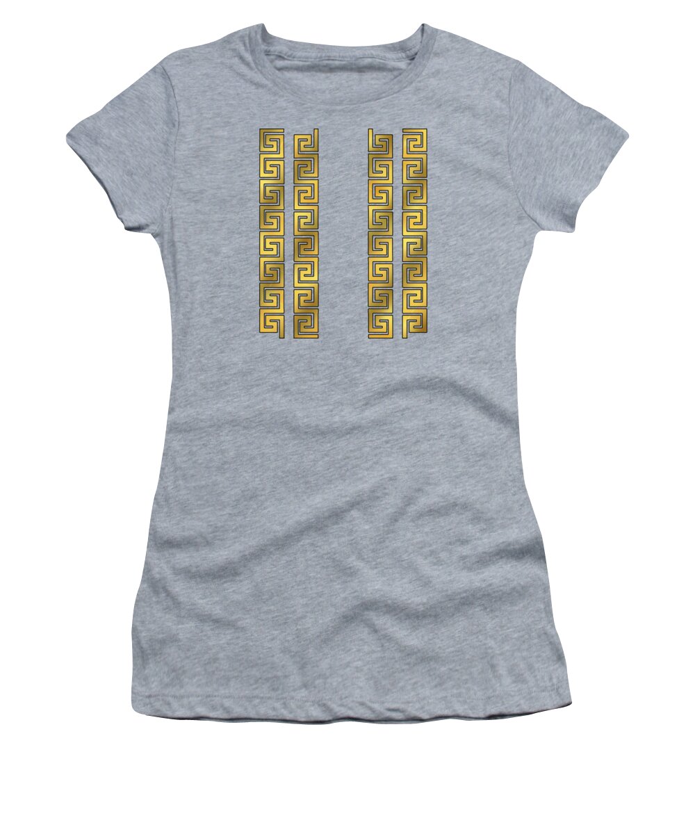 Greek Key Women's T-Shirt featuring the digital art Greek Key Gold Pattern by Chuck Staley