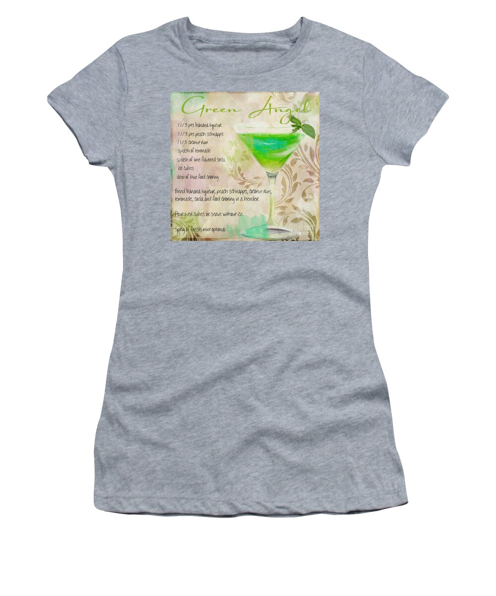 Cocktail Women's T-Shirt featuring the painting Green Angel Mixed Cocktail Recipe Sign by Mindy Sommers