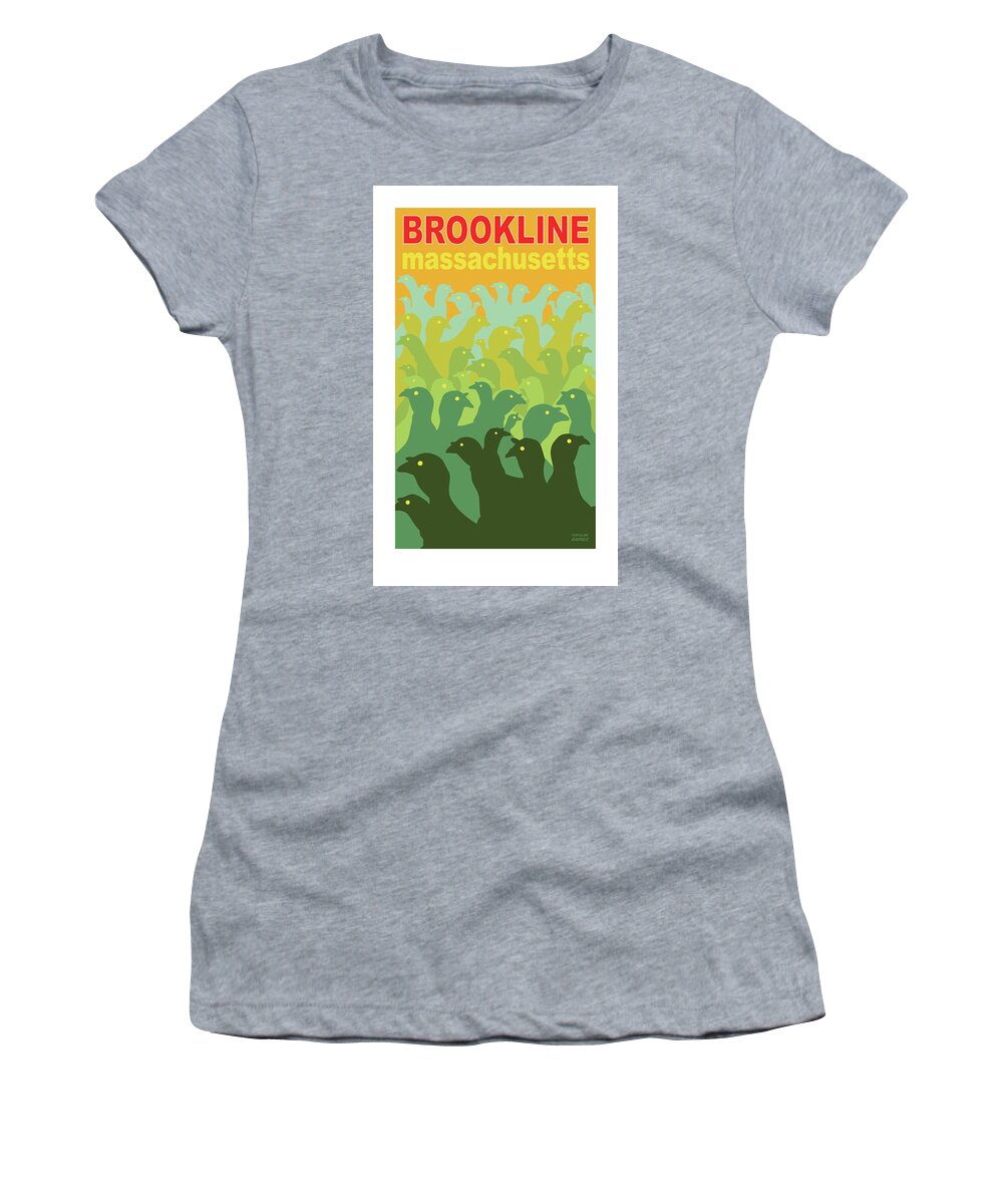 Brookline Turkeys Women's T-Shirt featuring the digital art Green Fields of Brookline by Caroline Barnes