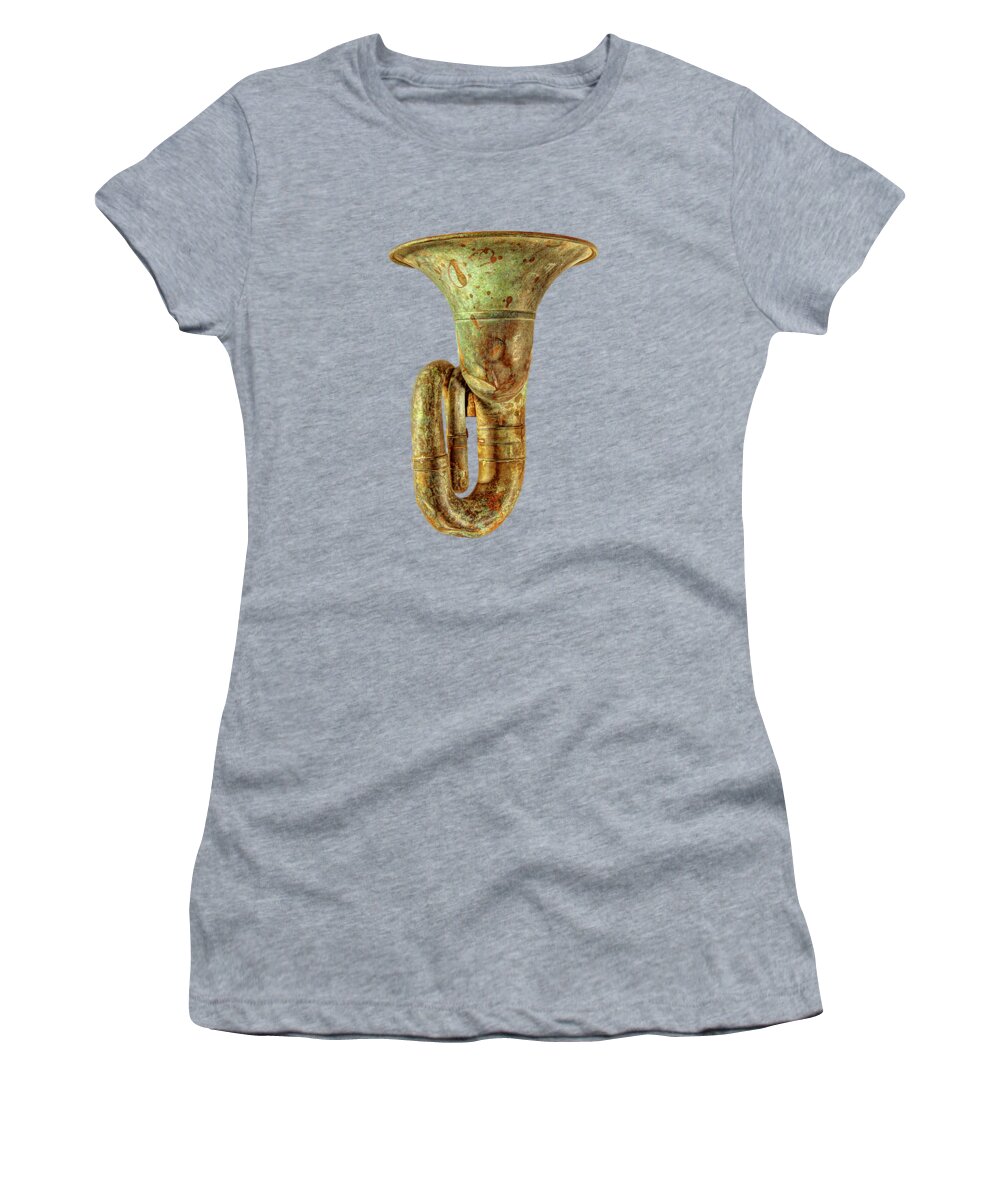 Antique Women's T-Shirt featuring the photograph Green Horn Up on Black by YoPedro