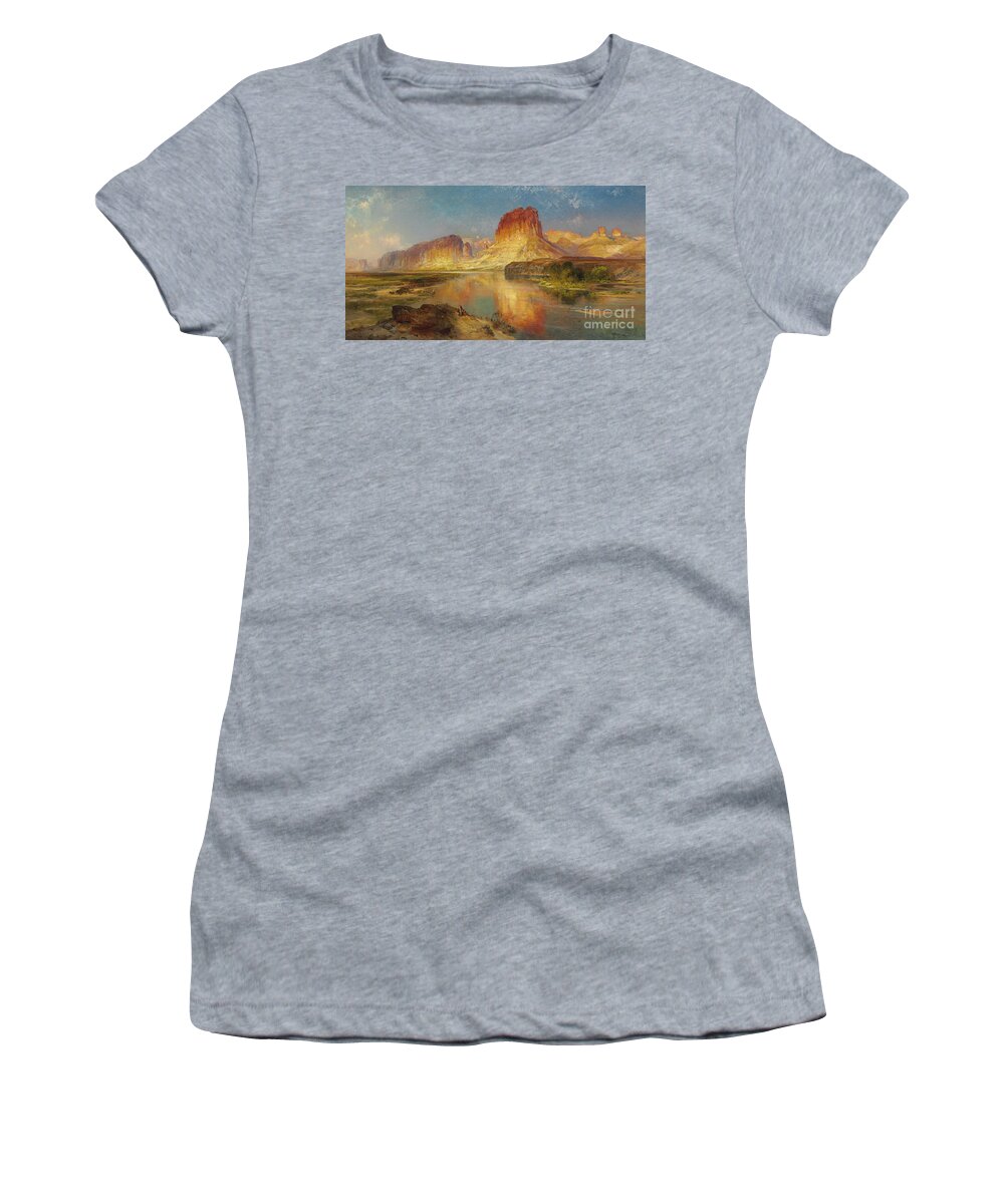 American Painting Women's T-Shirt featuring the painting Green River of Wyoming by Thomas Moran
