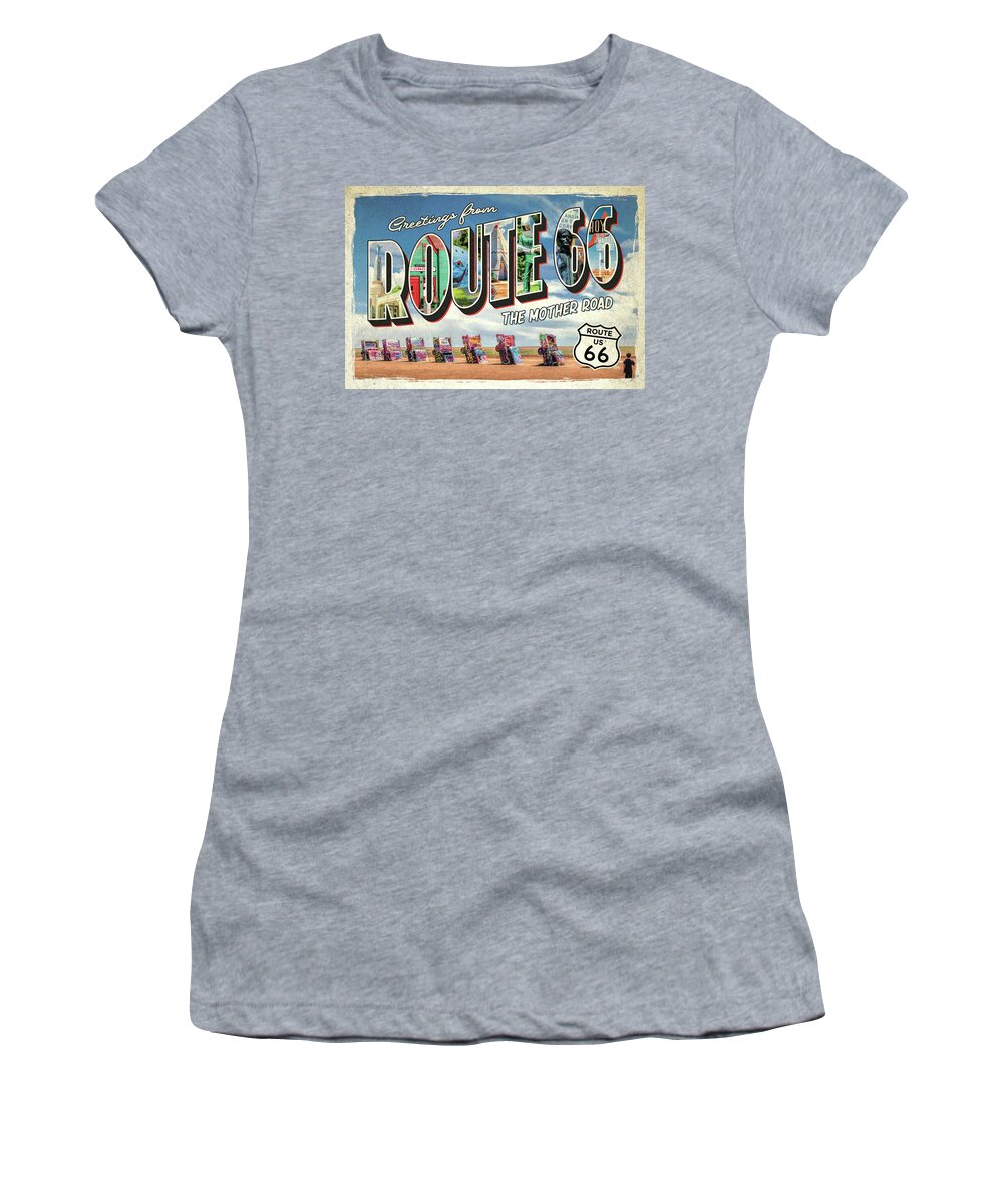Route 66 Women's T-Shirt featuring the painting Greetings from Route 66 by Christopher Arndt