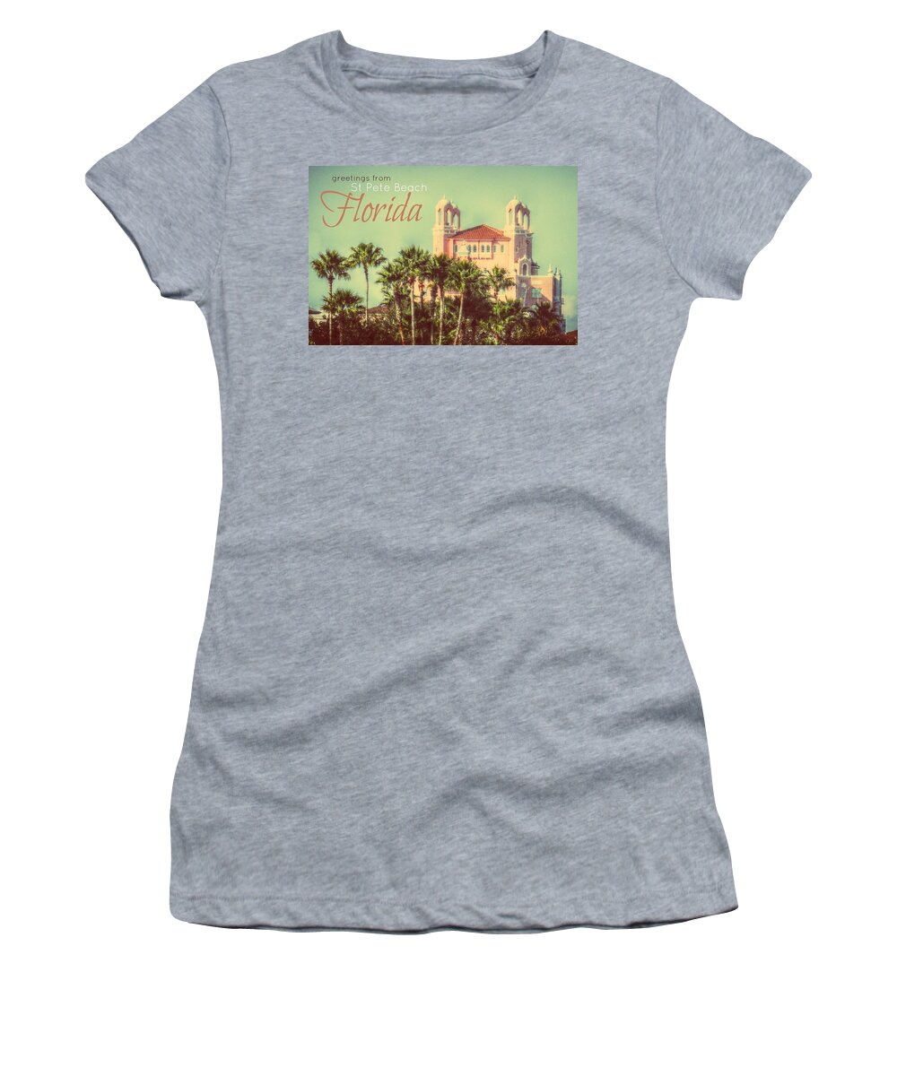 Post Card Women's T-Shirt featuring the digital art Greetings from St Pete Beach by Valerie Reeves