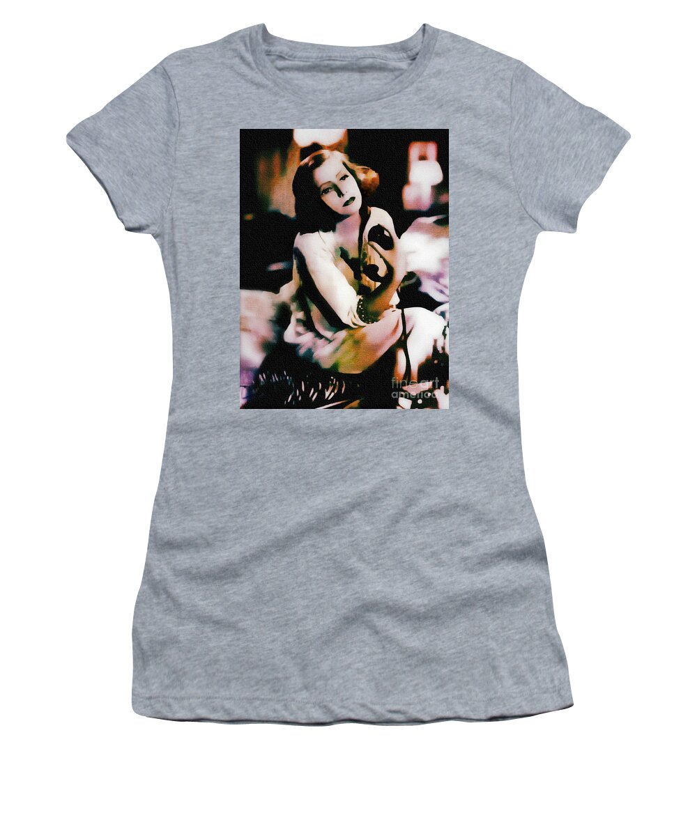 Greta Garbo Women's T-Shirt featuring the painting Greta Garbo - Vintage Painting by Ian Gledhill