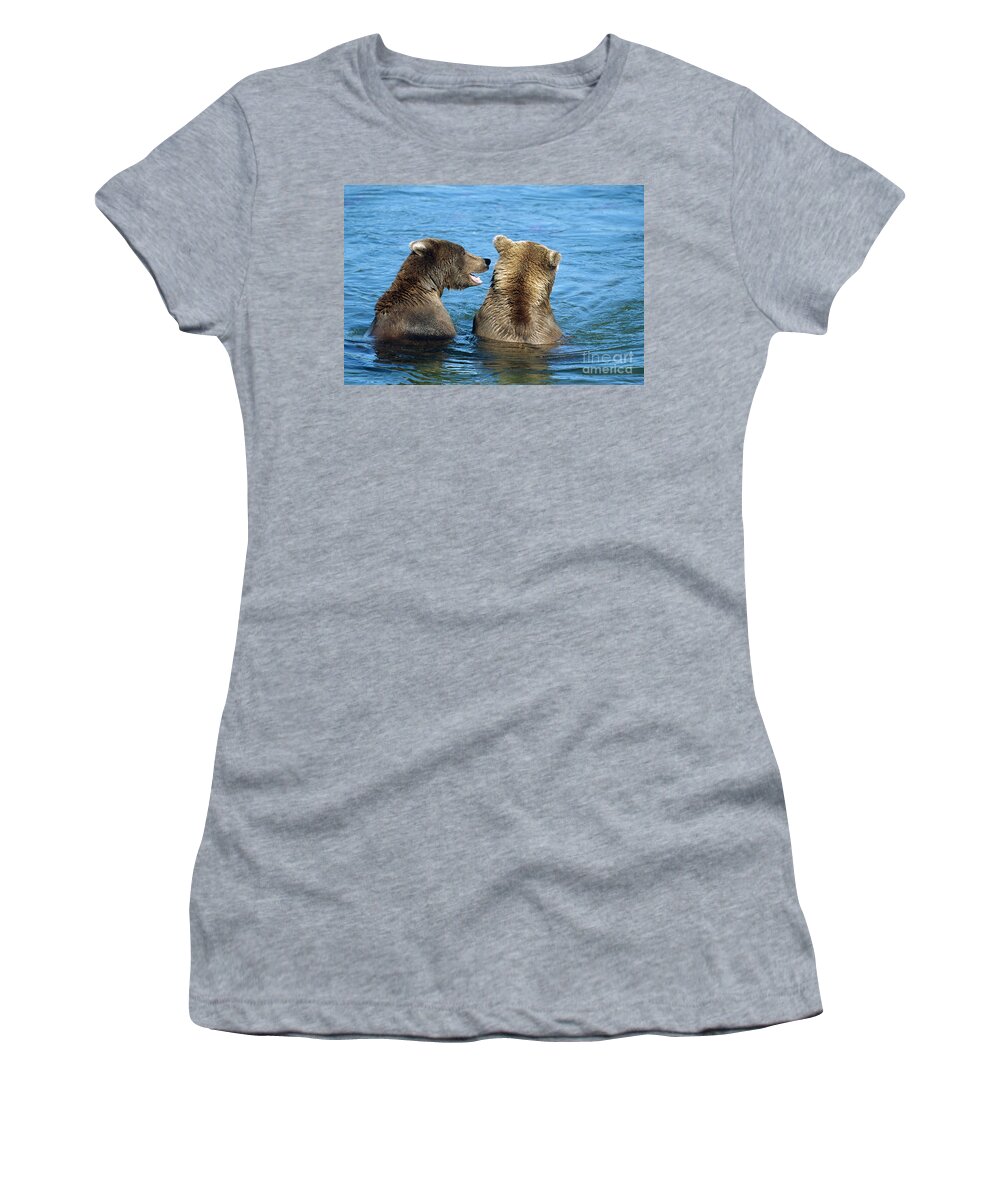 00340360 Women's T-Shirt featuring the photograph Grizzly Bear Talk by Yva Momatiuk and John Eastcott