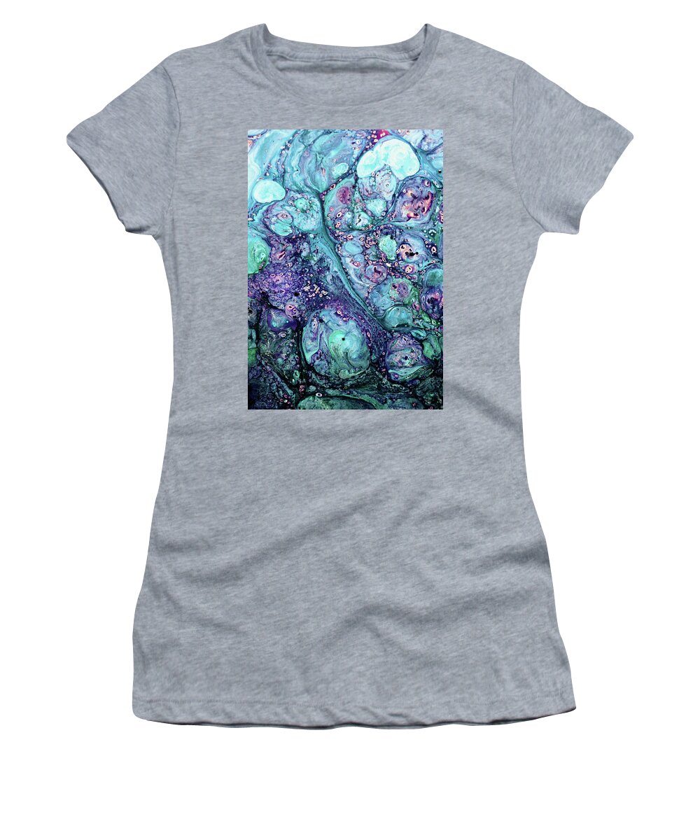 Grunge Sea Coral Abstract Women's T-Shirt featuring the mixed media Grunge Sea Coral Abstract by Georgiana Romanovna