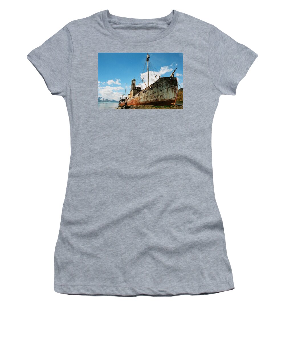 Grytviken Women's T-Shirt featuring the photograph Grytviken Whaler by David Bader