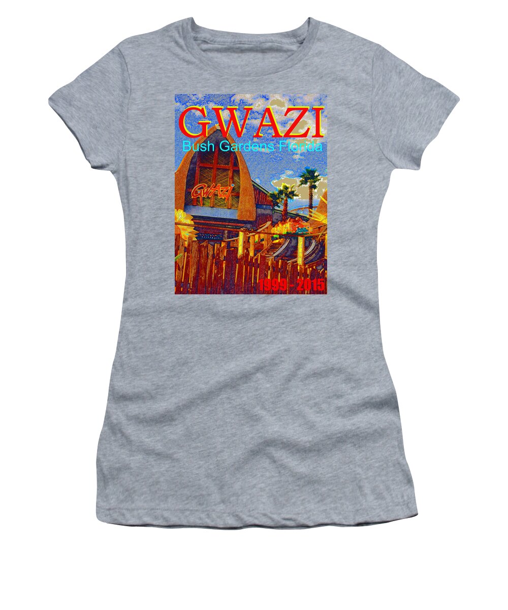 Gwazi Women's T-Shirt featuring the painting Gwazi Coaster 1999 - 2015 by David Lee Thompson
