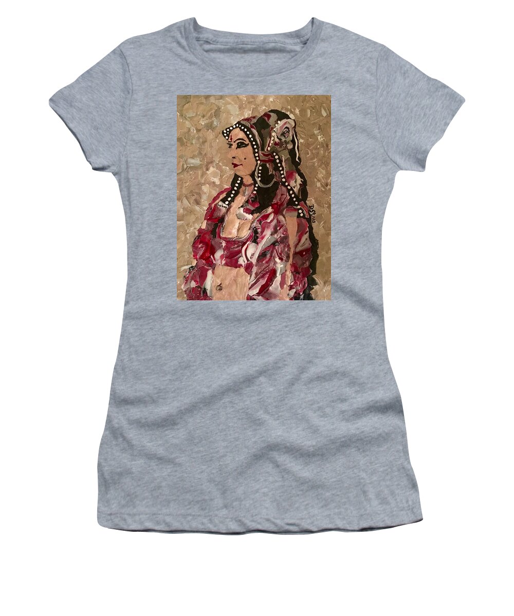 Portrait Women's T-Shirt featuring the mixed media Gypsy Dancer by Deborah Stanley