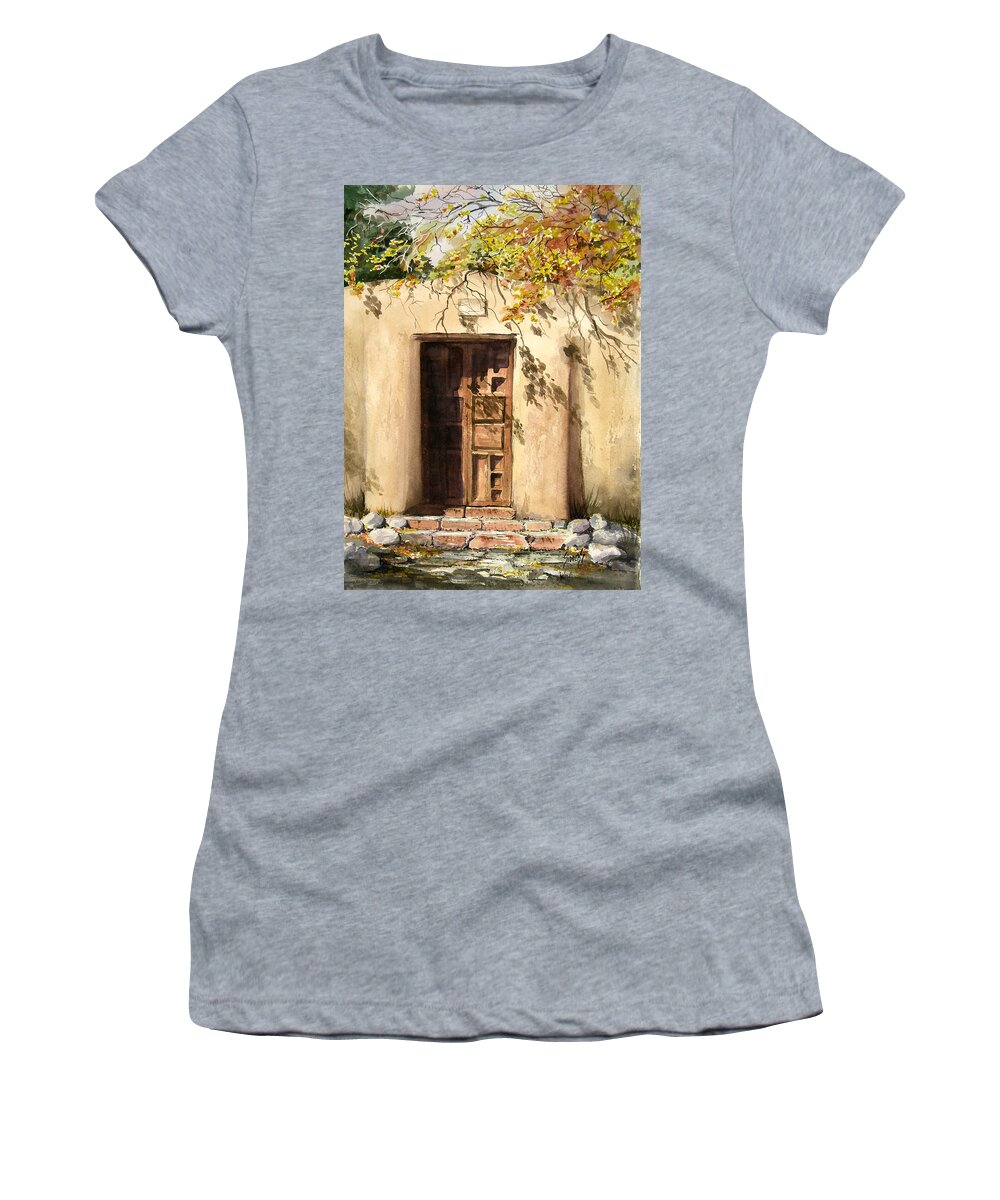 Door Women's T-Shirt featuring the painting Hacienda Gate by Sam Sidders