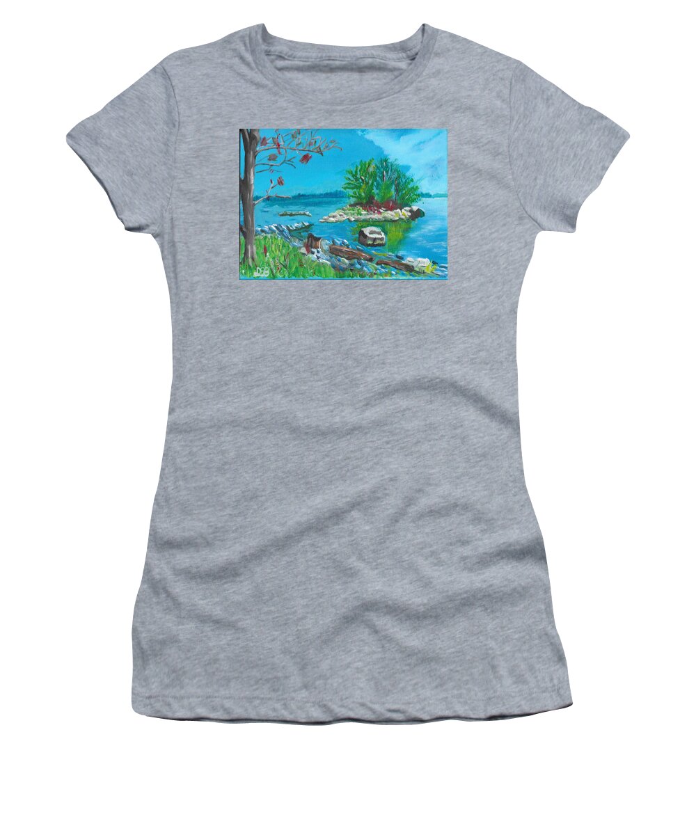 Landscape Women's T-Shirt featuring the painting Hamilton inner bay by David Bigelow