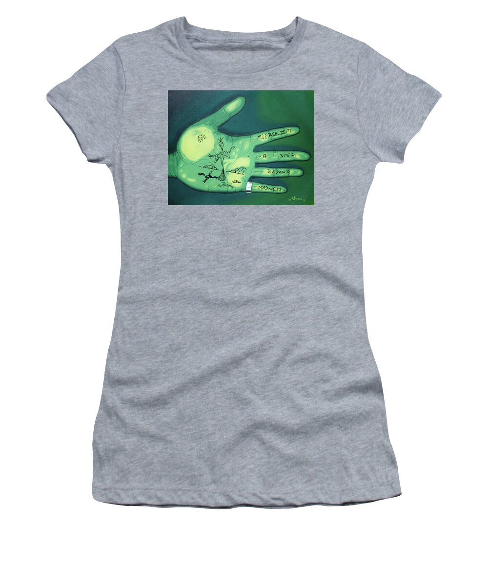  Women's T-Shirt featuring the painting Hand Print by Paxton Mobley