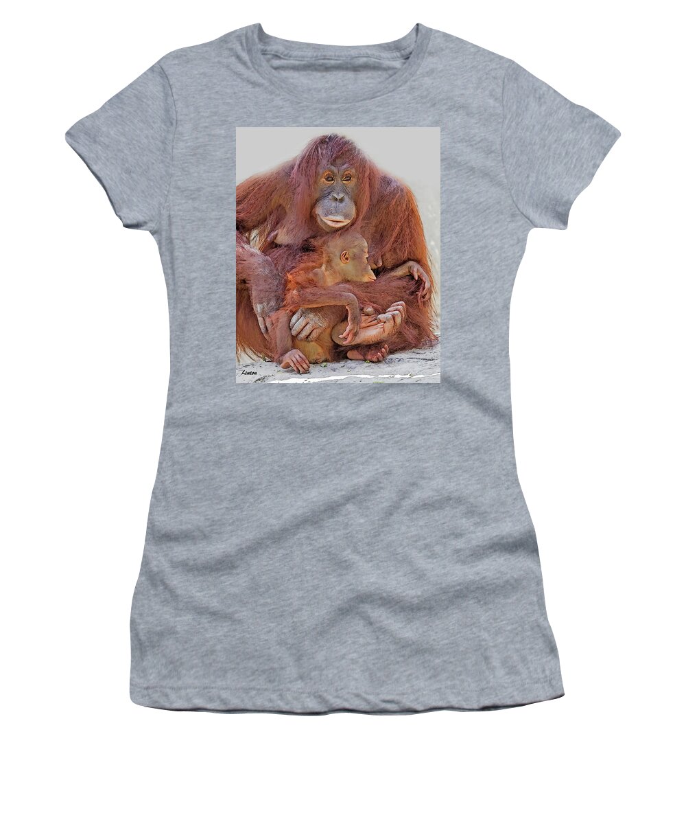 Orangutan Women's T-Shirt featuring the digital art Hands and Feet by Larry Linton