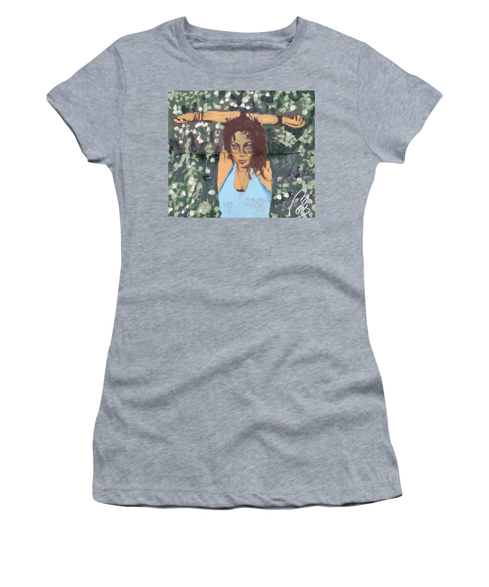Pose Women's T-Shirt featuring the painting Hands up sketch V by Bachmors Artist