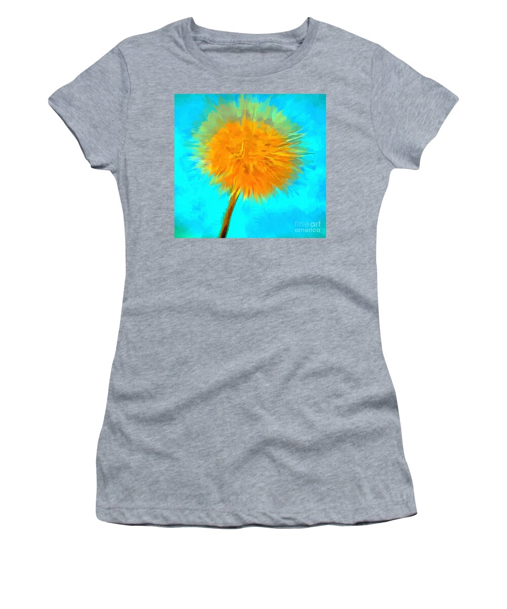 Dandelion Women's T-Shirt featuring the digital art Happy Dandy by Krissy Katsimbras