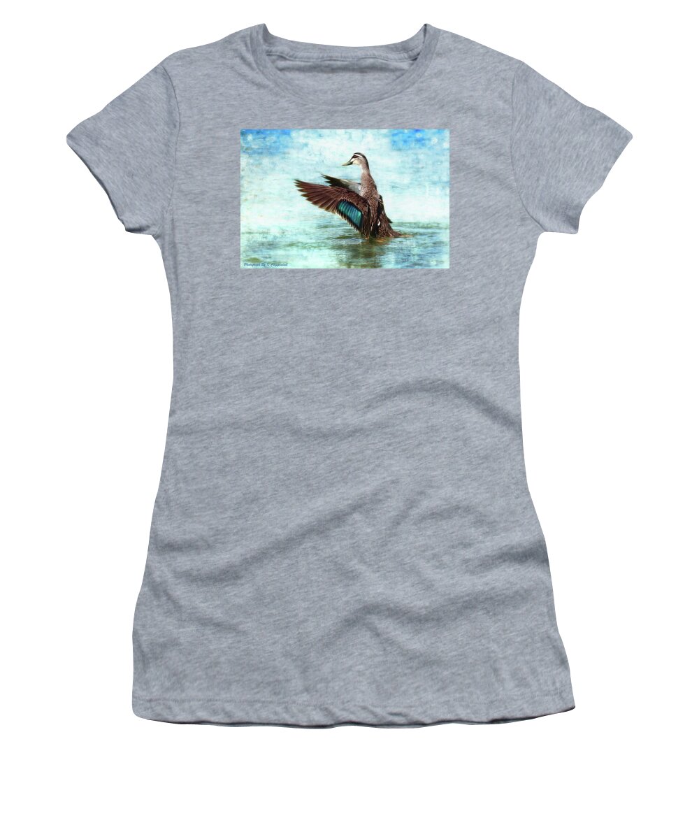 Duck Photography Women's T-Shirt featuring the digital art Happy duck 06 by Kevin Chippindall