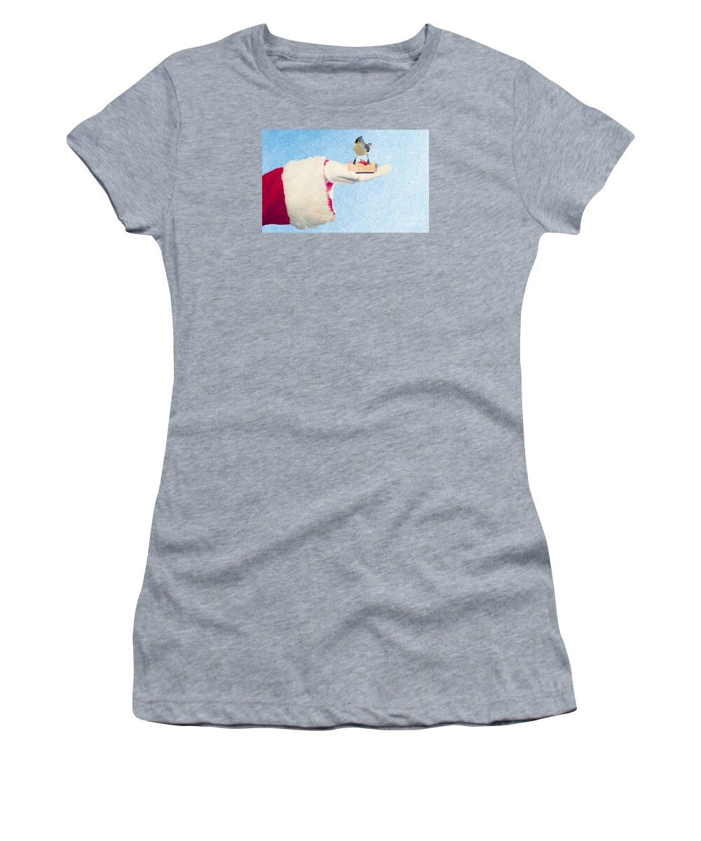 Titmouse Women's T-Shirt featuring the photograph Happy Holidays by Janette Boyd