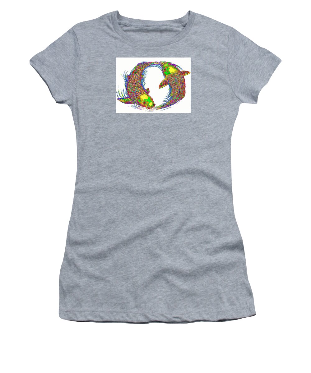 Koi Fish Women's T-Shirt featuring the digital art Happy Home. Pet Series by Rafael Salazar