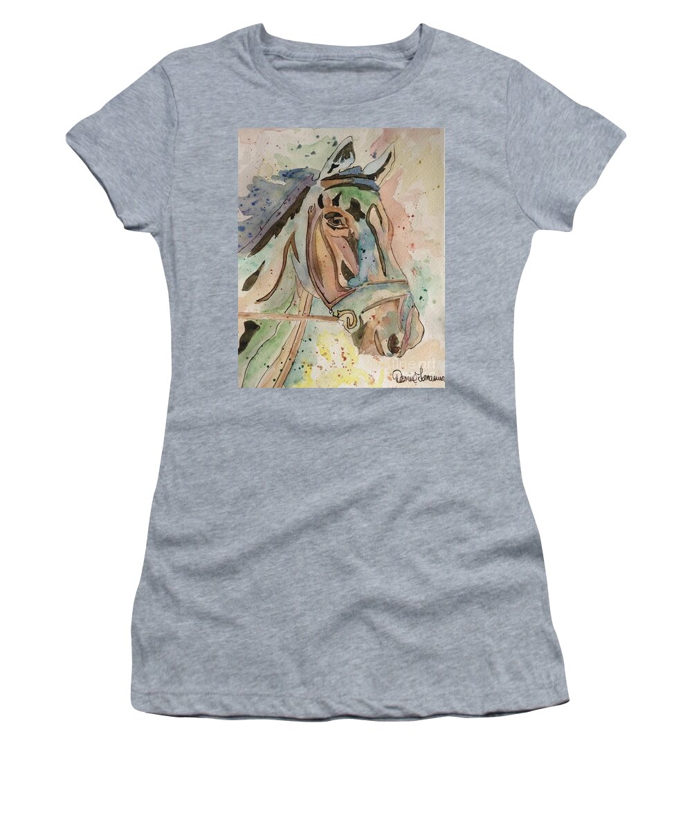Abstract Horse Women's T-Shirt featuring the painting Happy Horse by Denise Tomasura