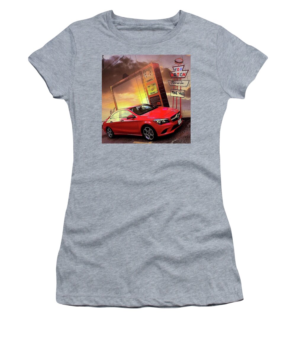 Caroftheday Women's T-Shirt featuring the photograph Happy #mercedes Monday From The by Austin Tuxedo Cat