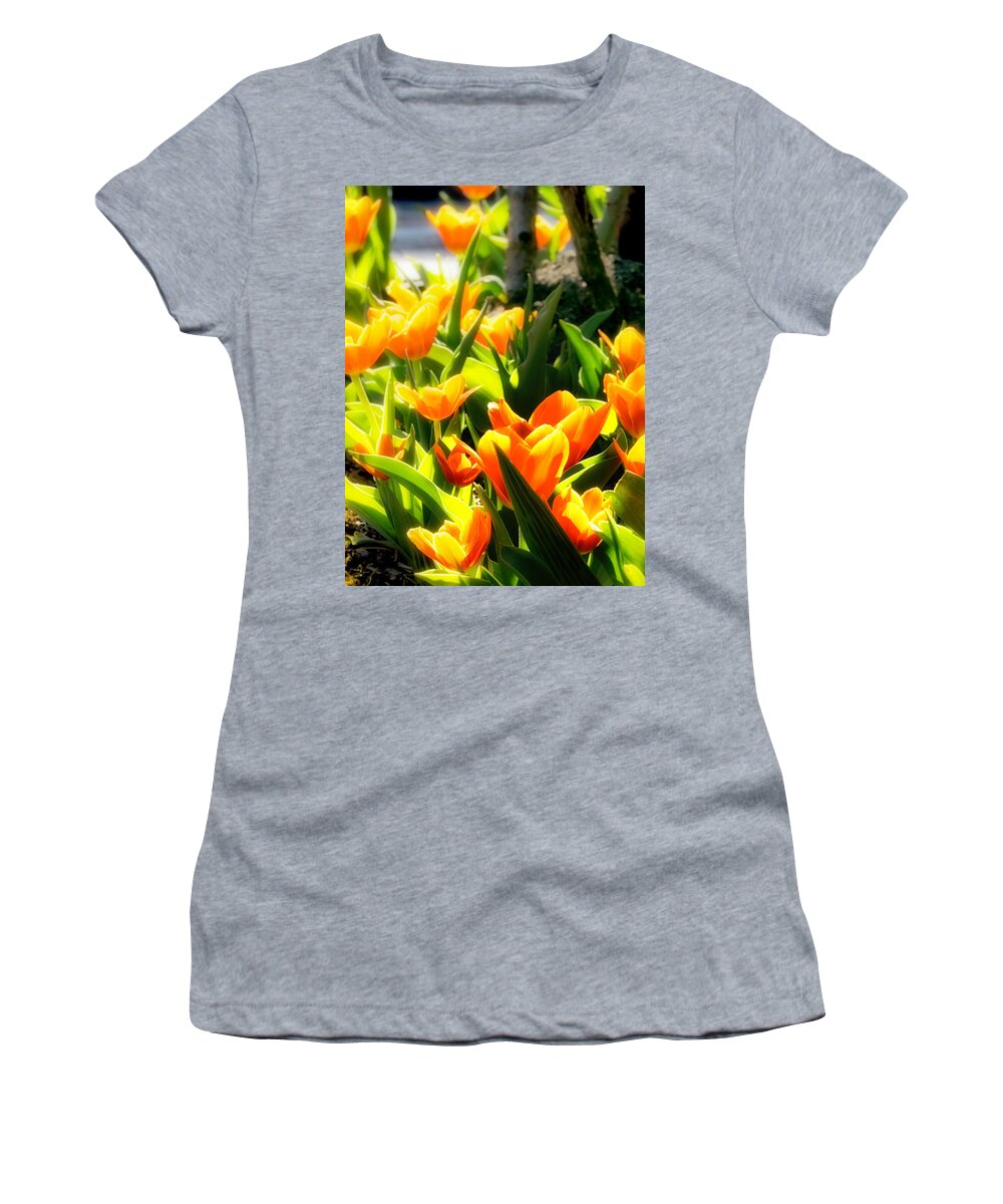 Boston Women's T-Shirt featuring the photograph Happy Orange Tulips by Sylvia J Zarco